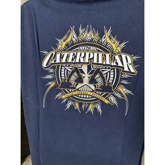 Gildan Caterpillar CAT SS Navy Blue 2 Side Graphic T-shirt Mfg by Caterpillar XL - Picture 4 of 5